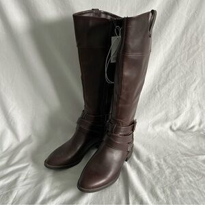 NWT Women’s Merona Tall Brown Riding Boots Faux Leather Size 7.5